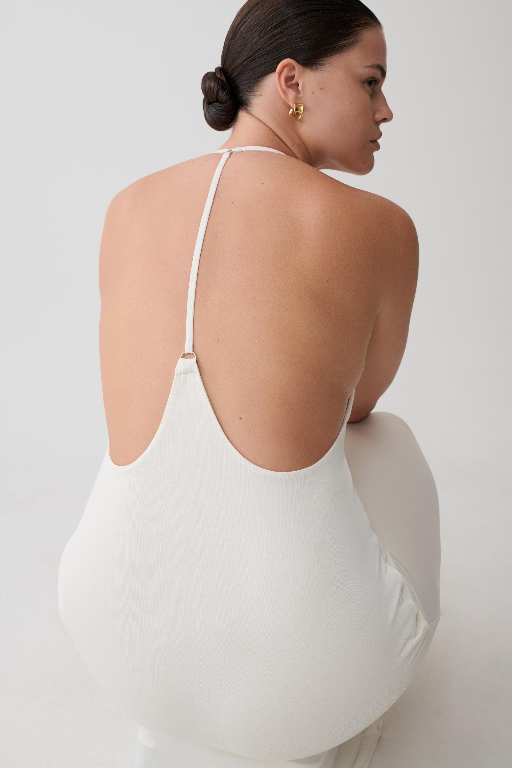 Hana Slinky Plunge Maxi Dress - Ivory Product Image