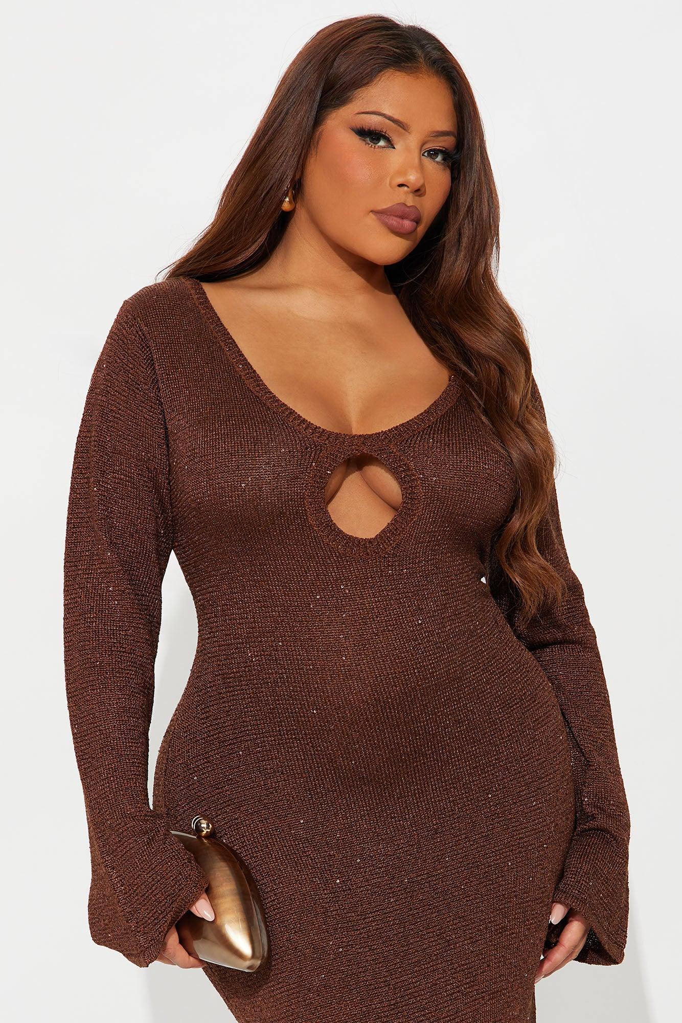 Natalie Crochet Maxi Dress - Brown Female Product Image