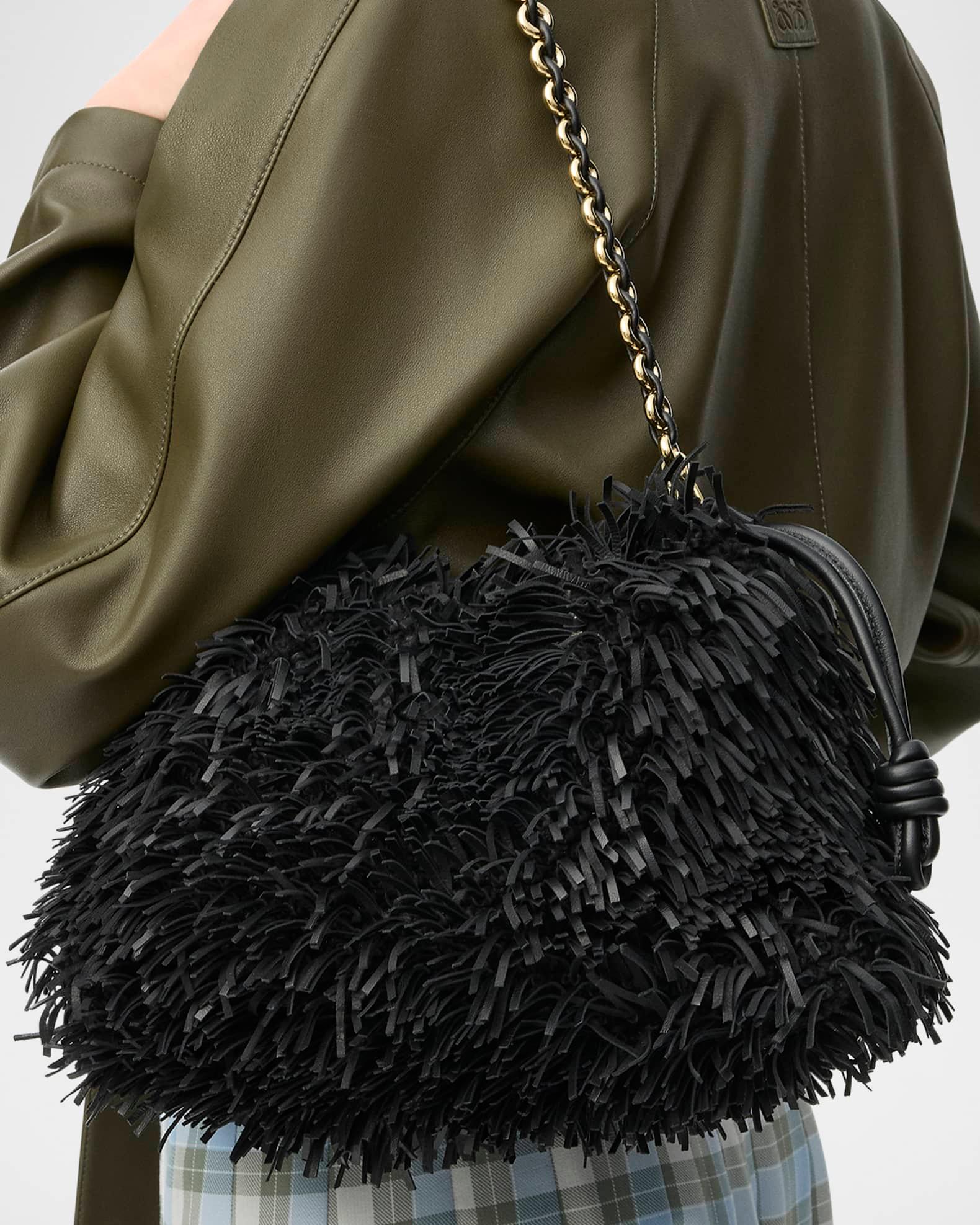 Flamenco Medium Clutch Bag in Fringed Leather Product Image