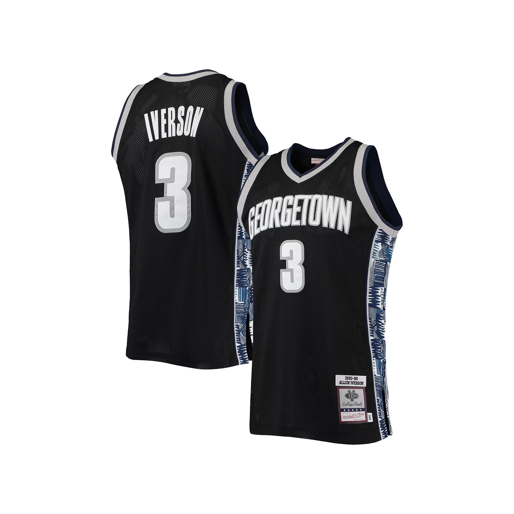Men's Mitchell & Ness Allen Iverson Black Georgetown Hoyas 1995/96 Authentic Throwback Jersey, Size: Large, Grg Black Product Image