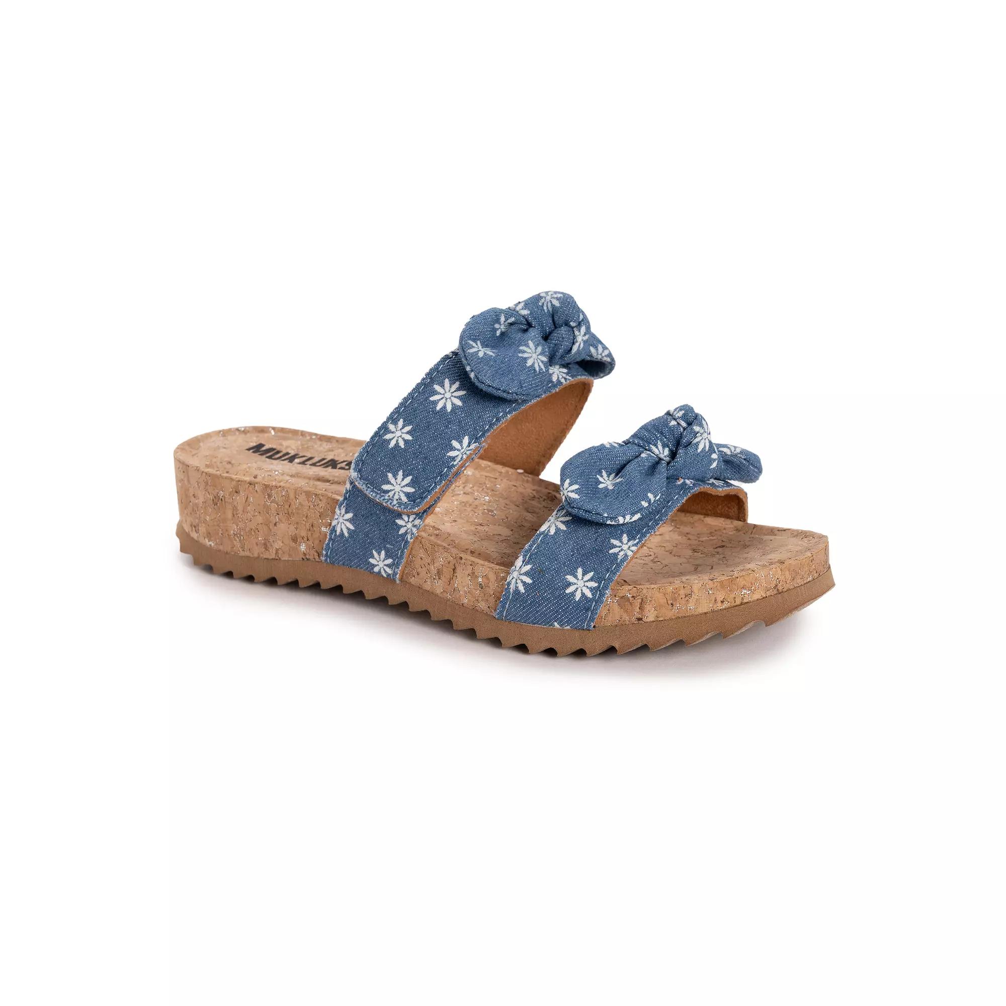 MUK LUKS Womens Posie Adjustable Slide Sandals Blue Product Image