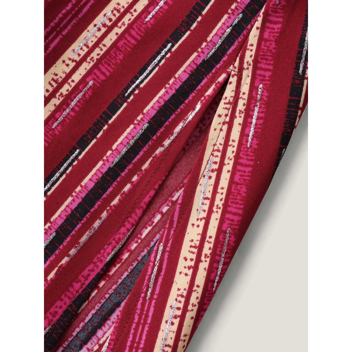 Plus Size Colorful Stripes Spliced Cami Maxi Dress Burgundy Women Boho V-neck Sleeveless Curvy BloomChic 10/M Product Image