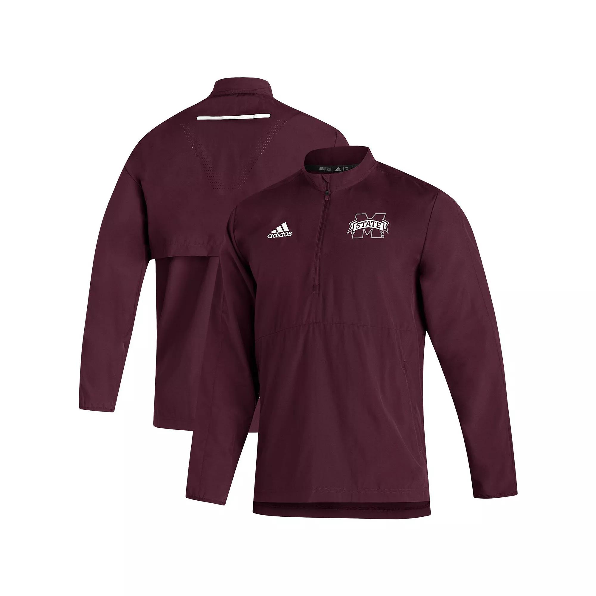 Men's adidas Maroon Mississippi State Bulldogs 2021 Sideline AEROREADY Quarter-Zip Jacket, Size: Medium, Mst Red Product Image