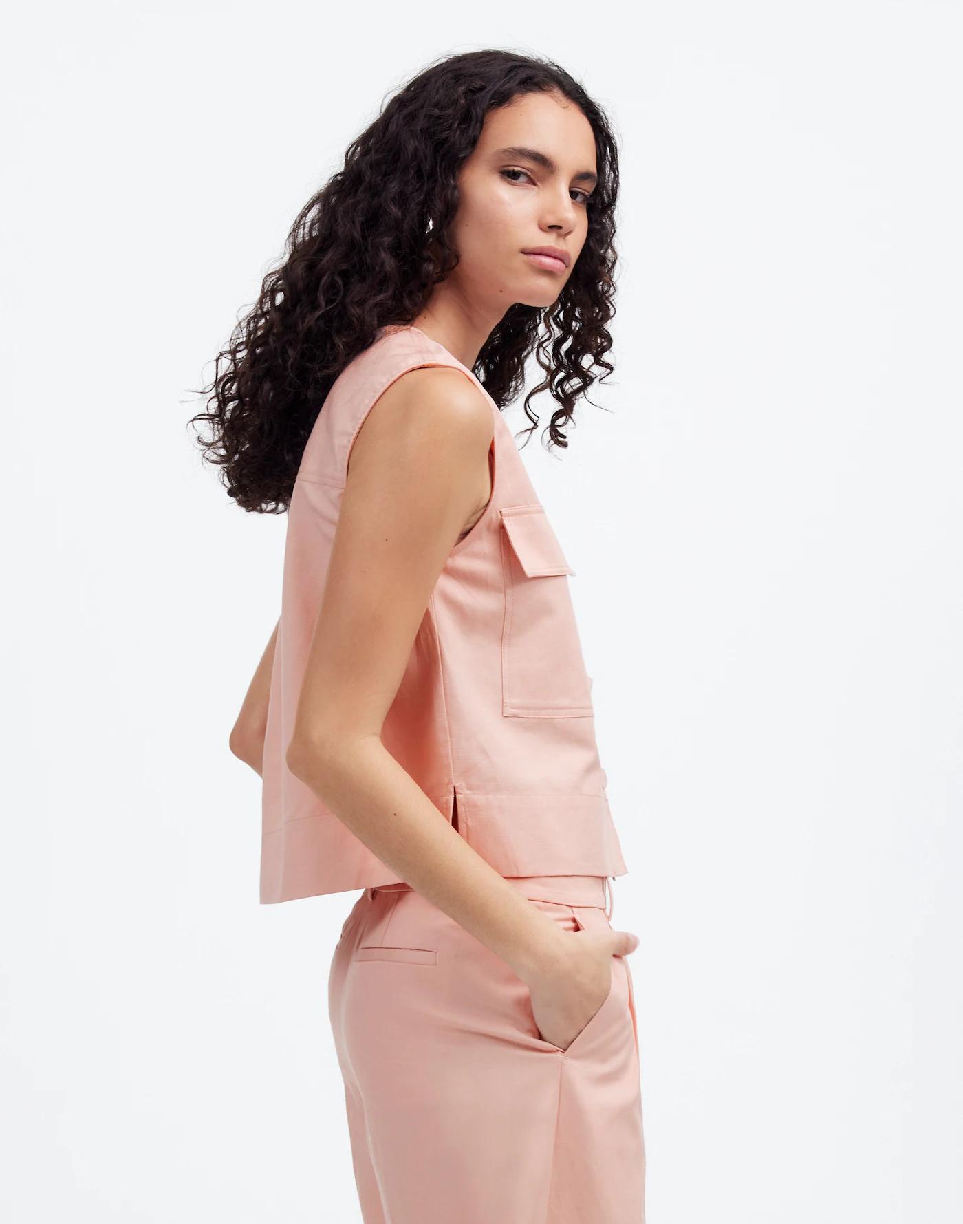 Crop Cargo-Pocket Crewneck Top Product Image