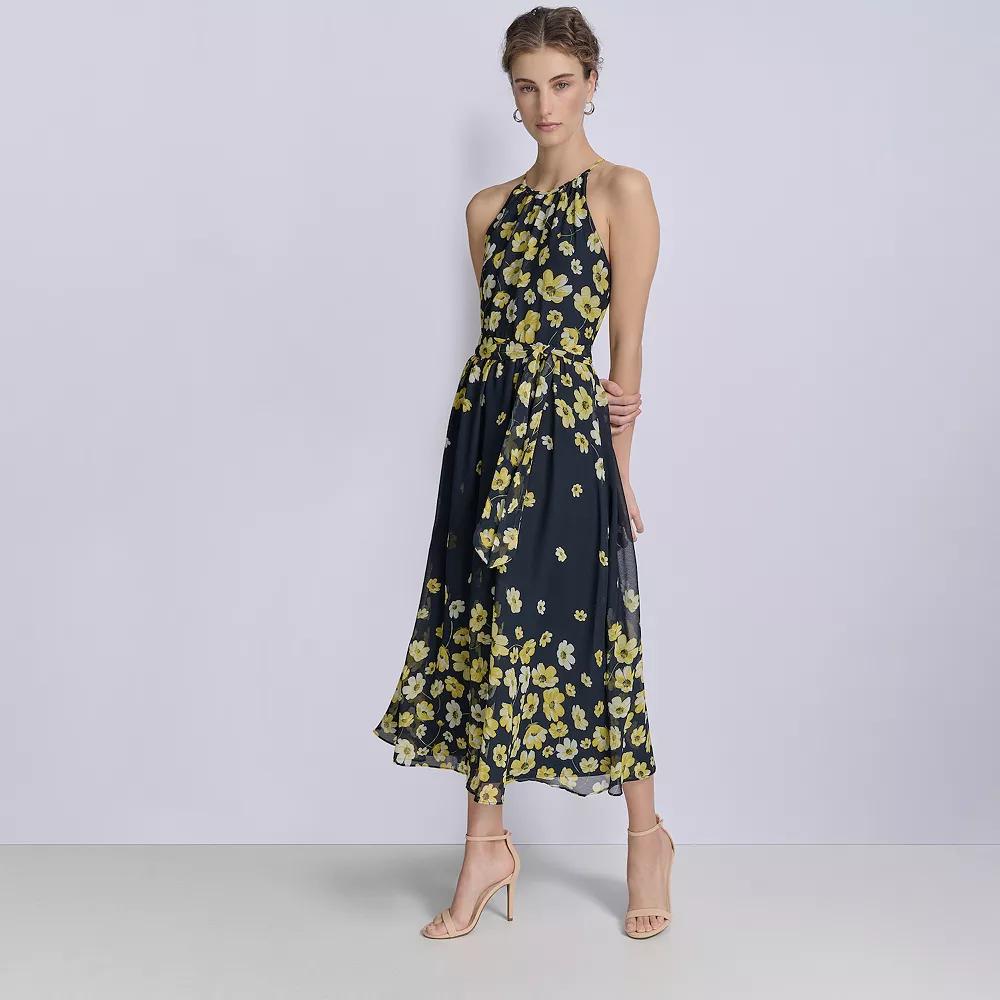 Women's Harper Rose Halter Midi Dress, Size: 12, Yellow Floral Product Image