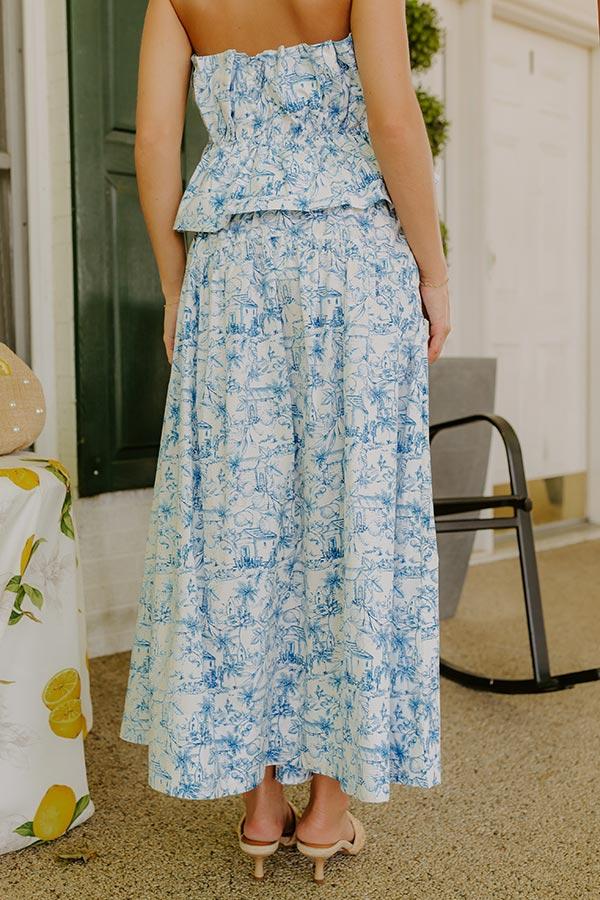 Villa Charm High Waist Maxi Skirt in Blue Product Image