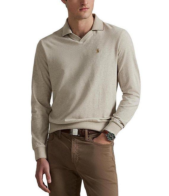 Polo Ralph Lauren Textured Jersey Long Sleeve Polo Shirt Product Image
