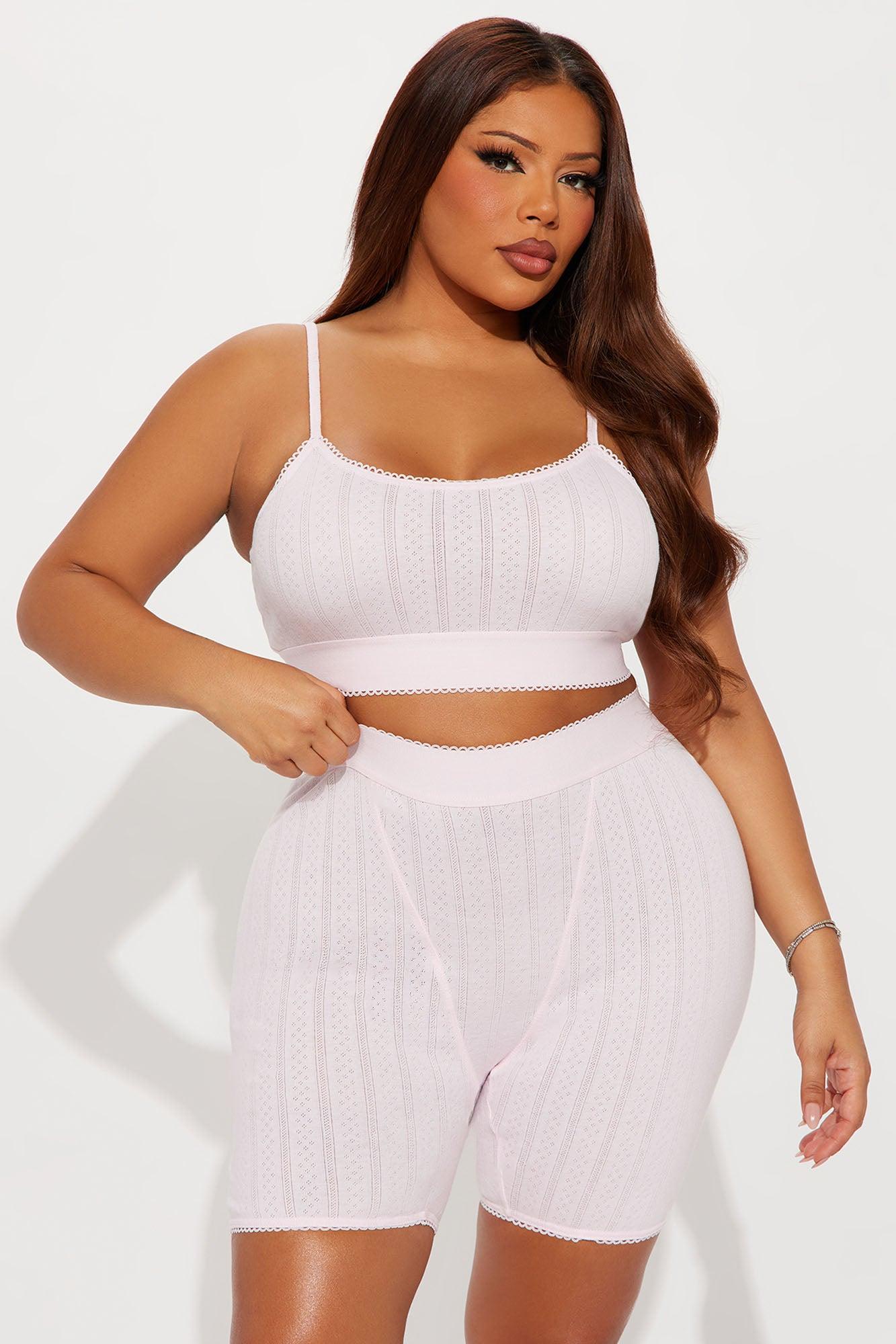 Stay Together Pointelle PJ Boxer Short Set - Pink Female Product Image