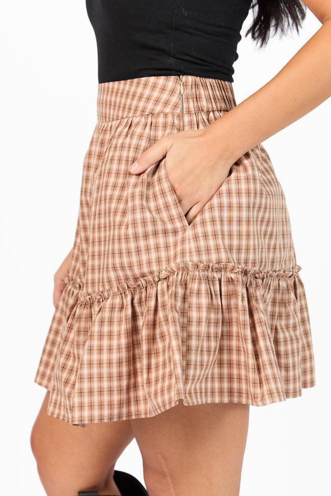 Happy and Plaid Brown Skort FINAL SALE Product Image