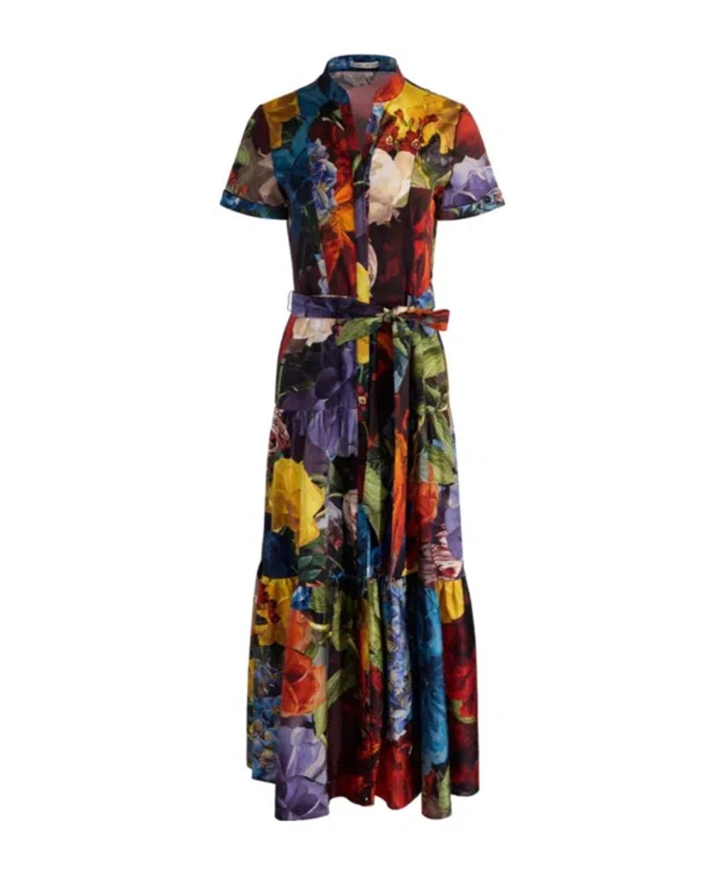 ALICE AND OLIVIA Flourish Lucy Roll-sleeve Midi Dress In Multi Product Image