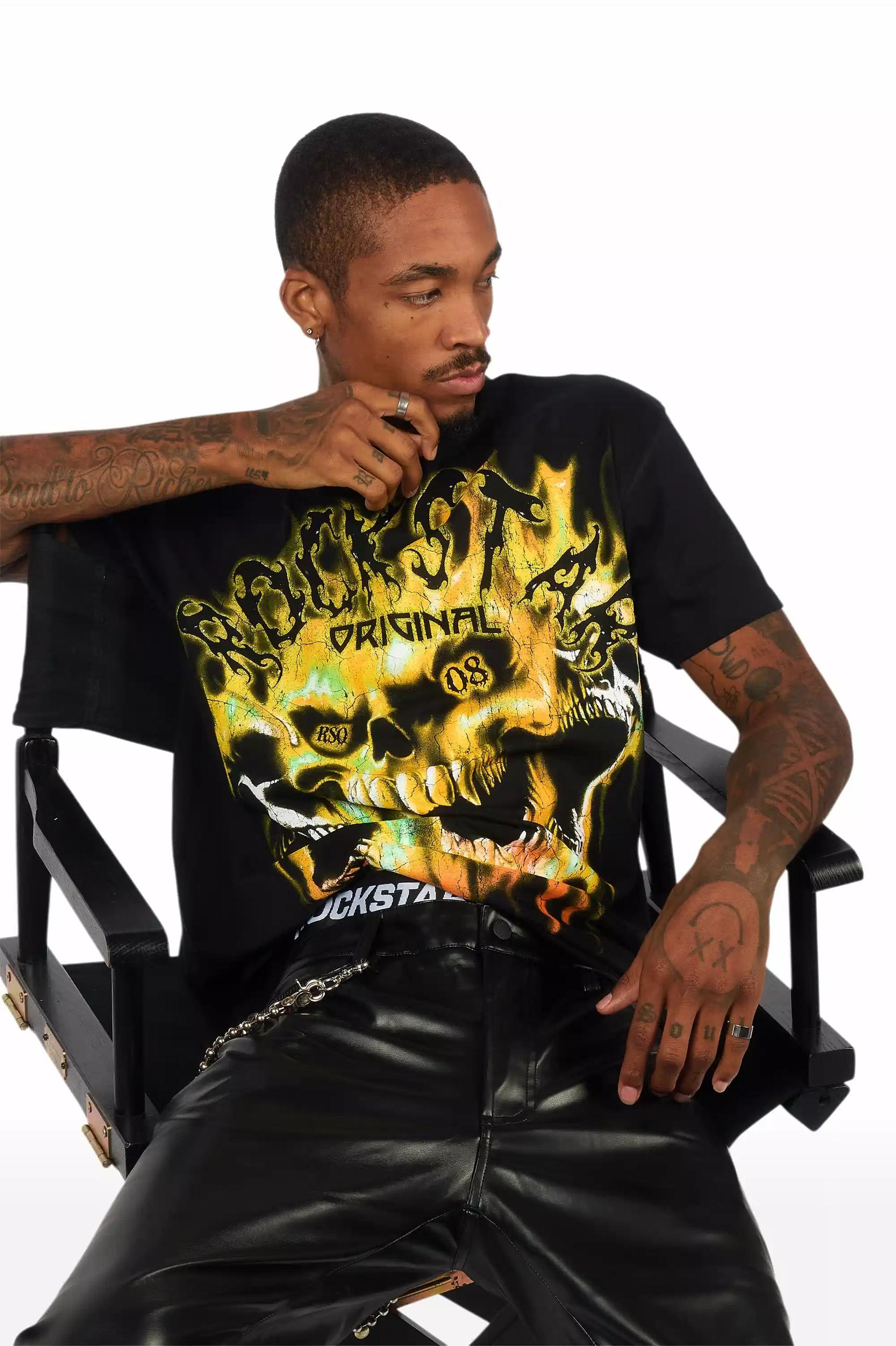 Ricky Black Slim Fit Faux Leather Pant Male Product Image