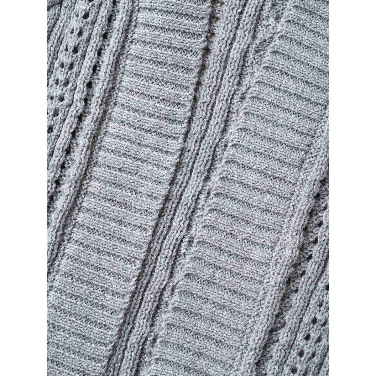 Plus Size Cut-Out Curvy Ribbed Hem Cardigan DarkGray Women Casual Loose Long Sleeve Everyday Cardigans BloomChic 10/M Product Image