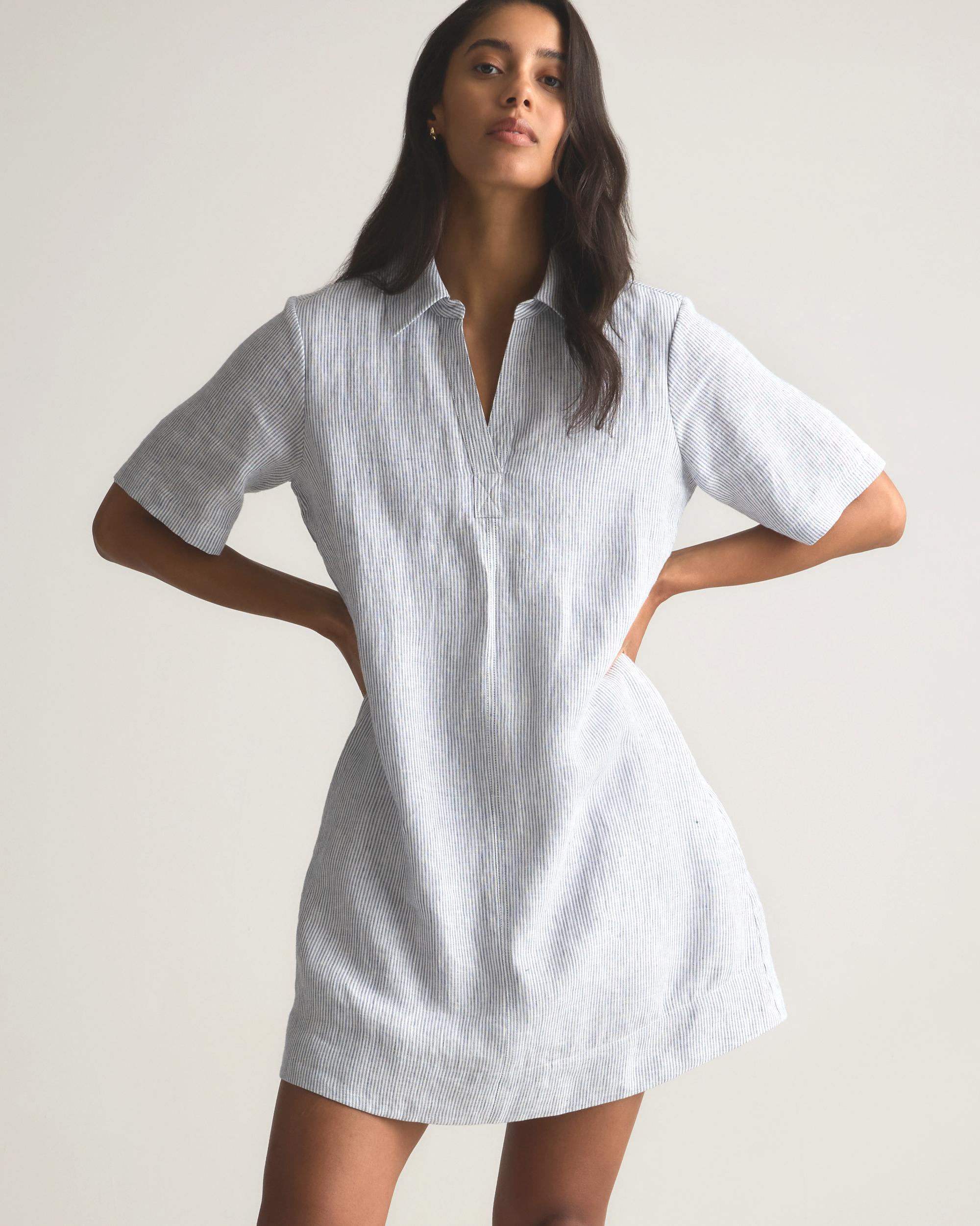 Quince | Women's 100% European Linen Popover Mini Dress Product Image