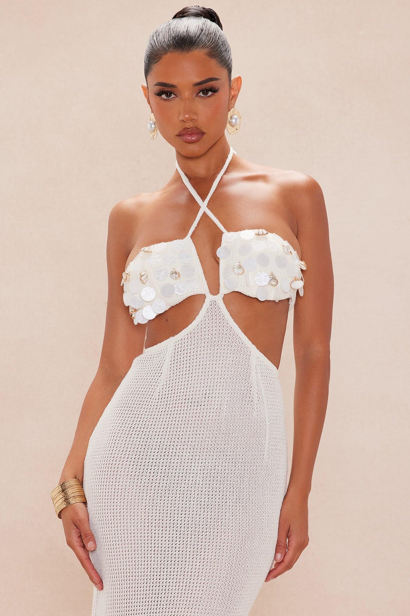 Hailey Crochet Maxi Dress - Cream Female Product Image