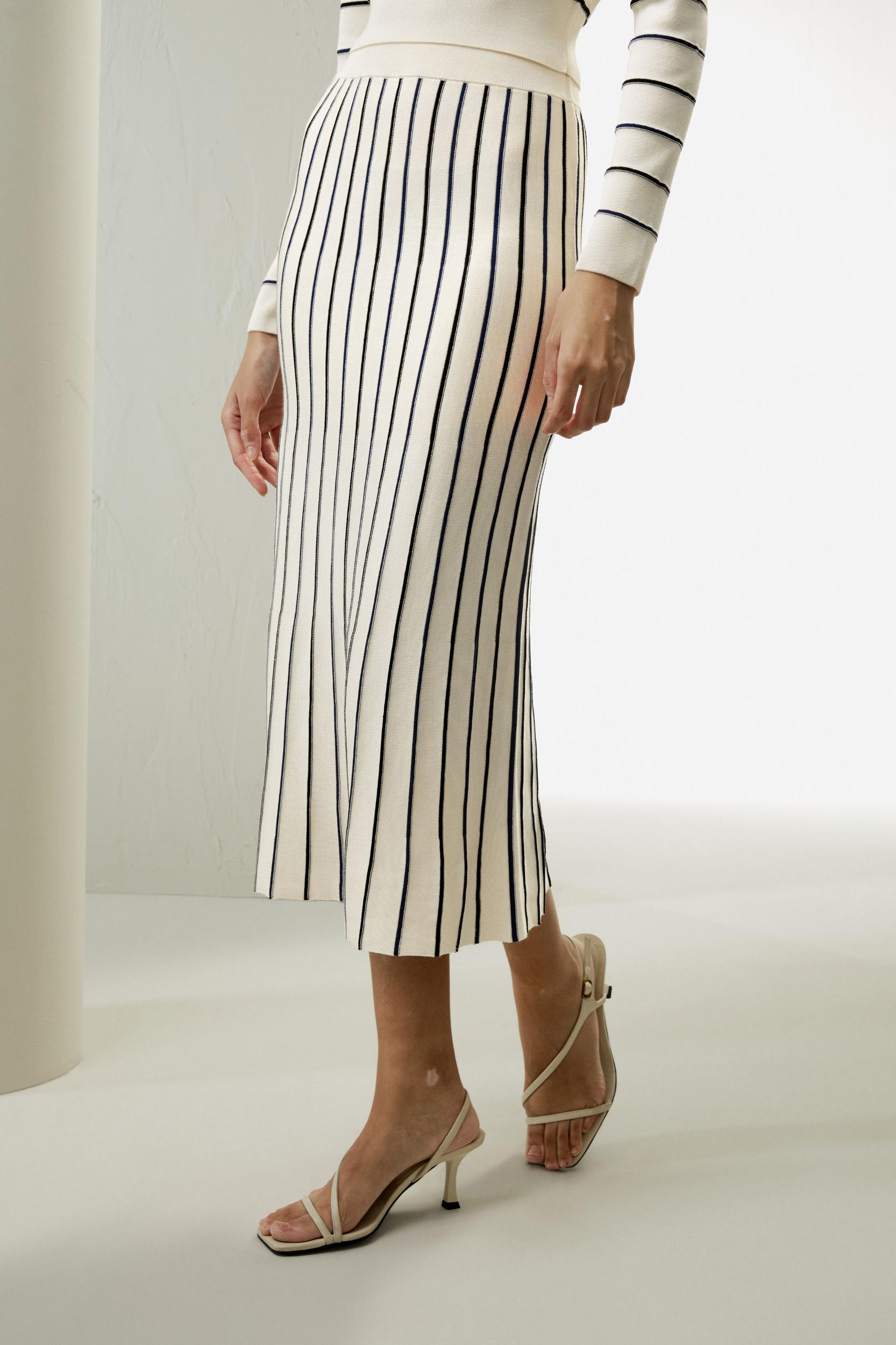 Pinstriped Silk Knitted Skirt Product Image