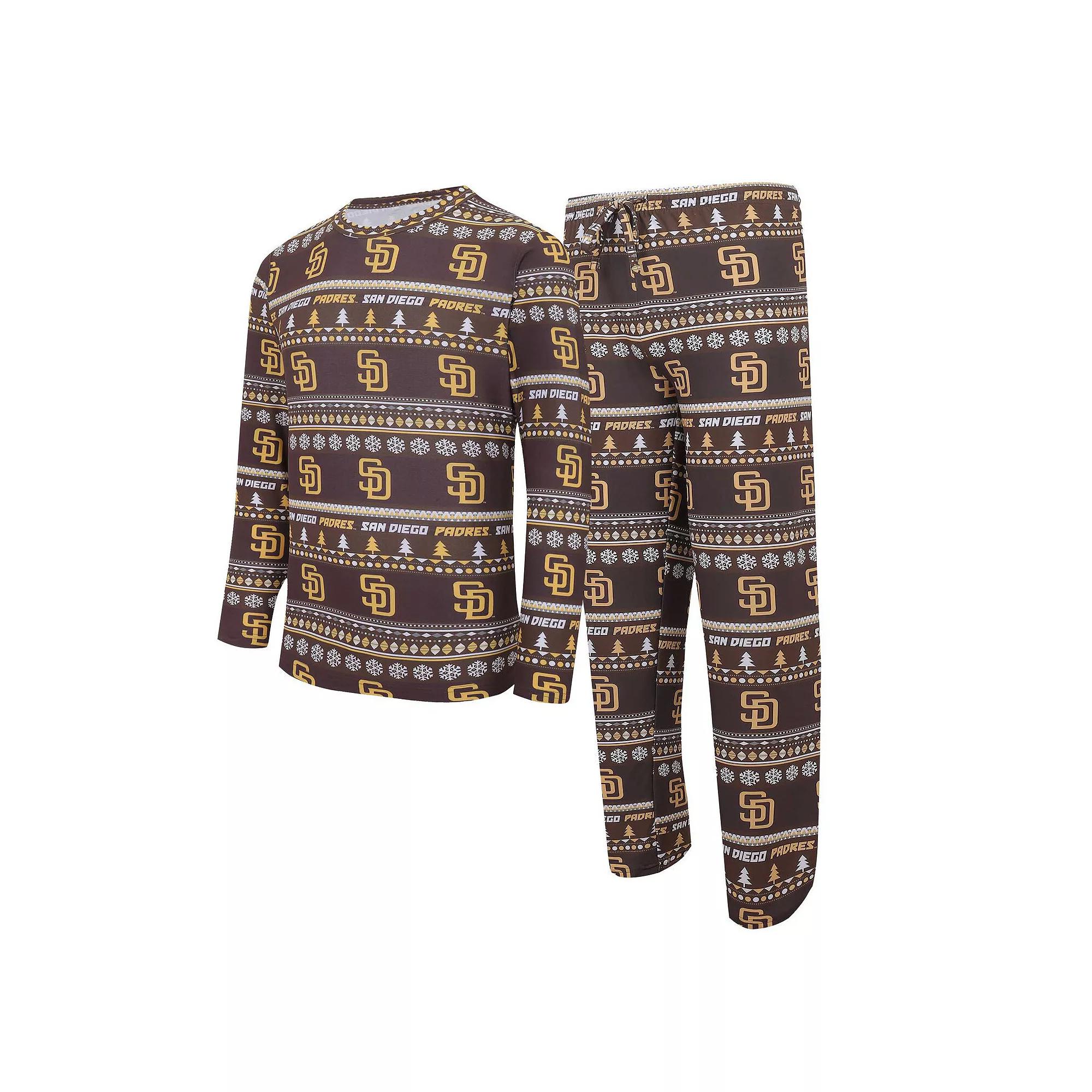 Men's Concepts Sport Brown San Diego Padres Knit Ugly Sweater Long Sleeve Top & Pants Set, Size: Small Product Image