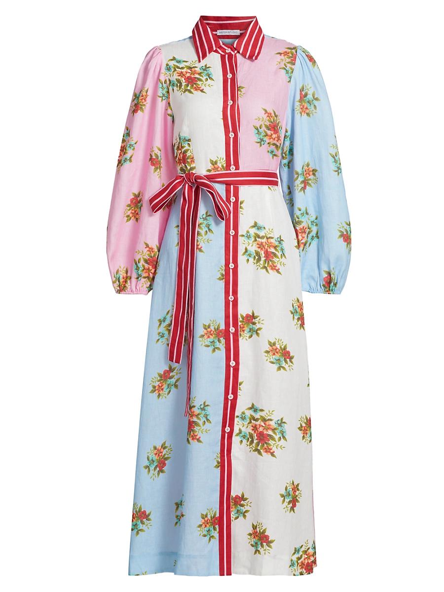 Womens Lucille Belted Floral Linen Shirtdress Product Image