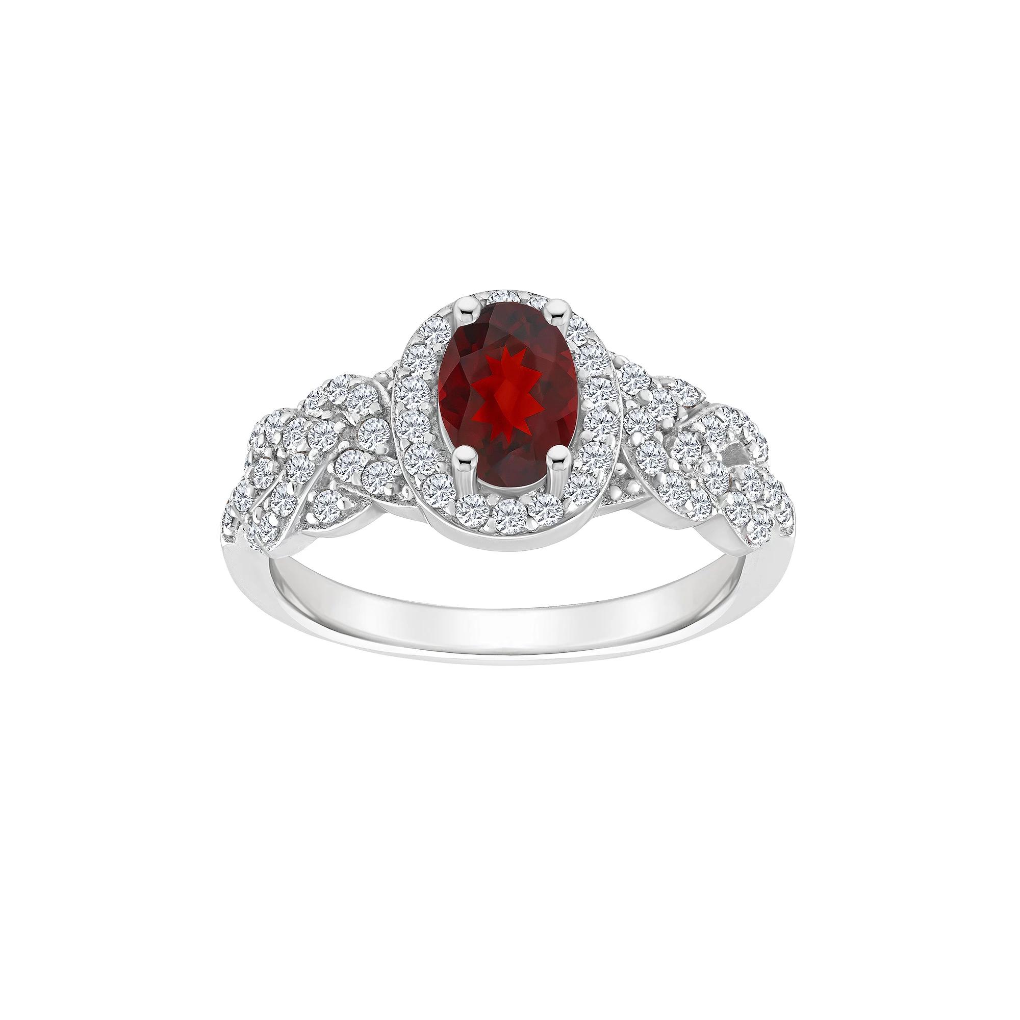 Celebration Gems Sterling Silver Garnet & White Topaz Accent Ring, Women's, Size: 5 Product Image