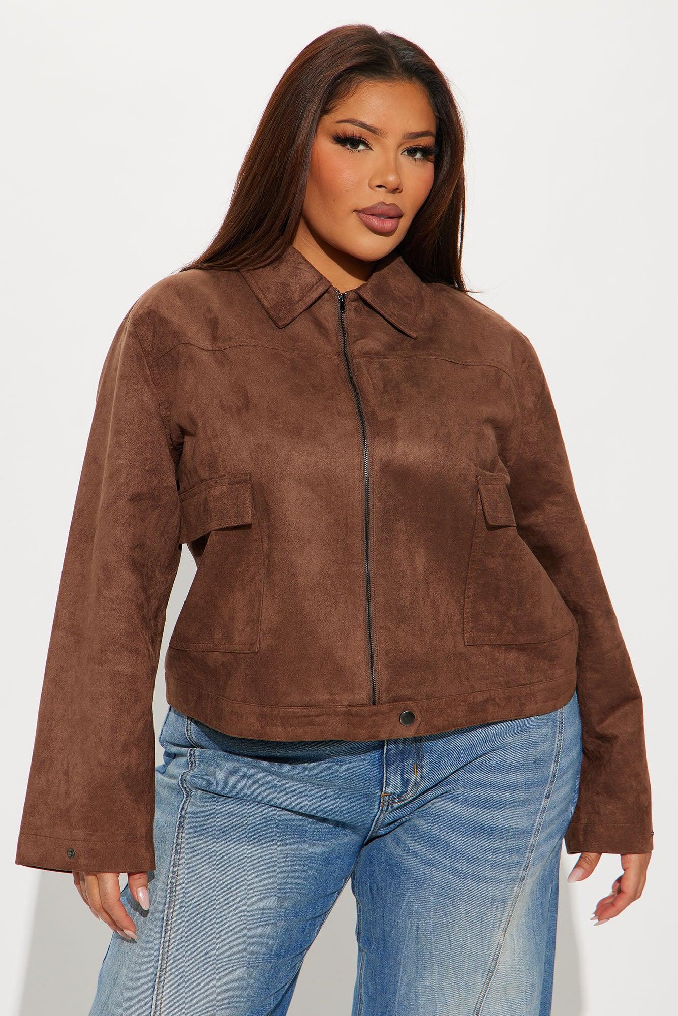 How It IS Faux Suede Jacket - Brown Female Product Image