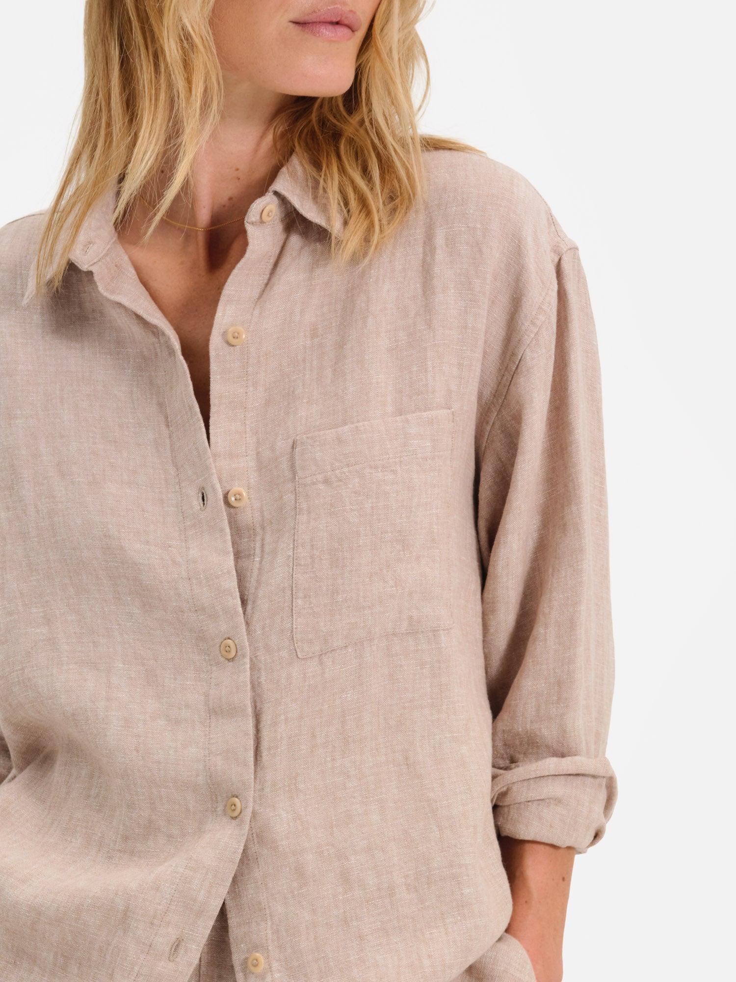 Organic Linen Oversized Button Down Female Product Image