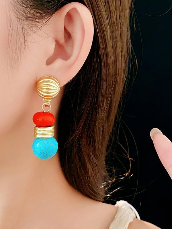 Contrast Color Geometric Drop Earrings Product Image