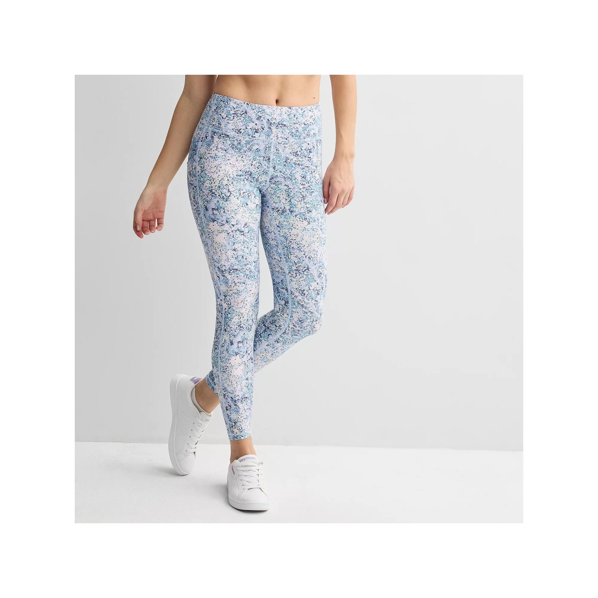 Women's Tek Gear® Ultrastretch High-Waisted Side Pocket 7/8 Leggings, Size: Large, Blue Spots Product Image