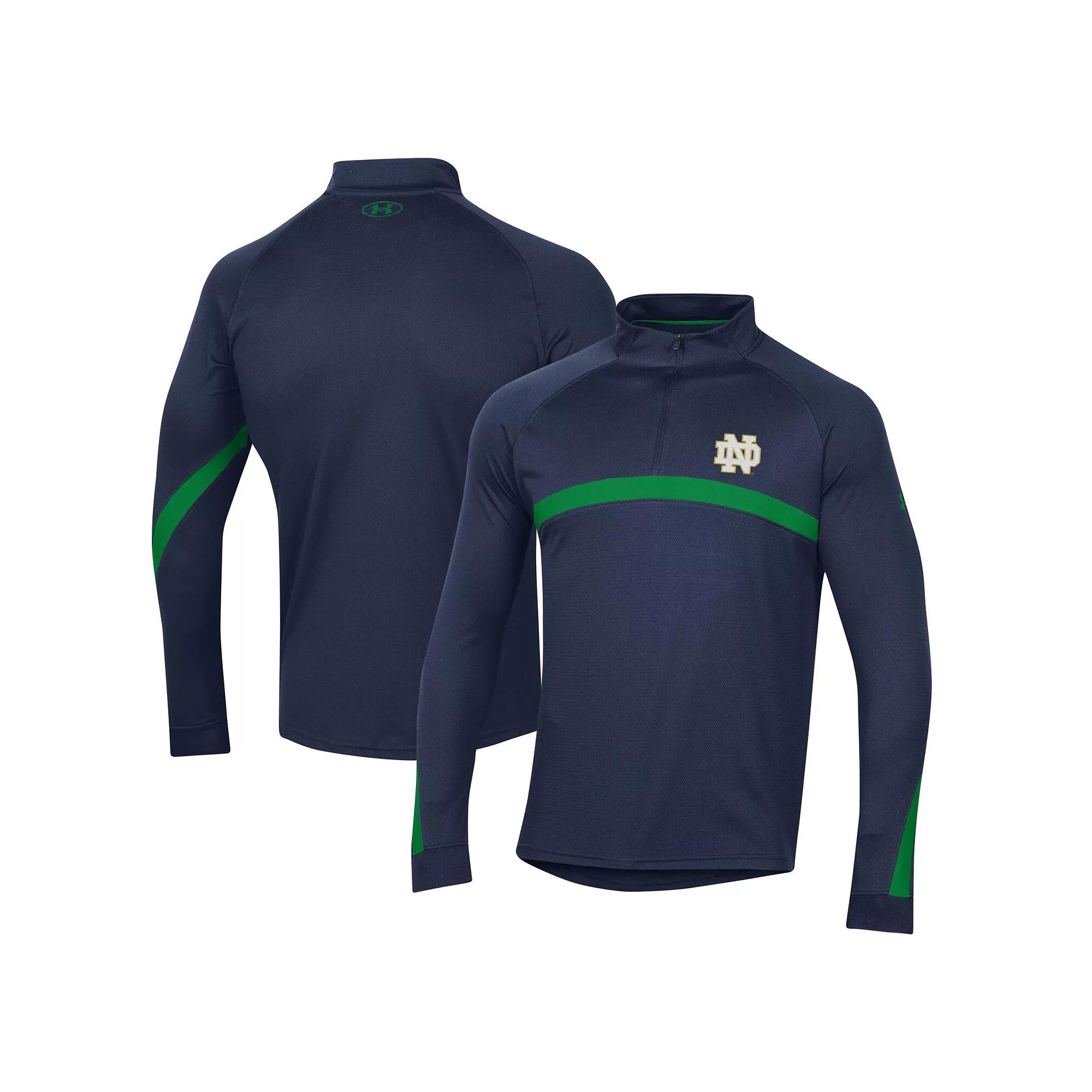 Men's Under Armour Navy Notre Dame Fighting Irish Game Day Camo Raglan Quarter-Zip Top,  Product Image