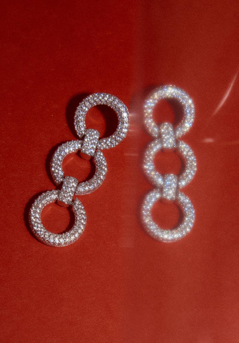 Crystal Link Three Tiered Earrings Product Image