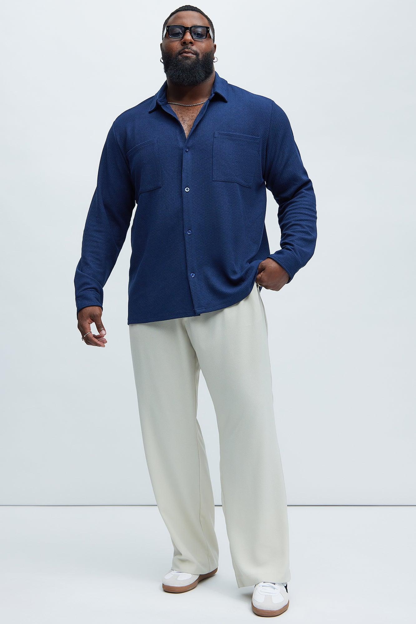 Capstan Textured Button Up Shirt - Navy Product Image
