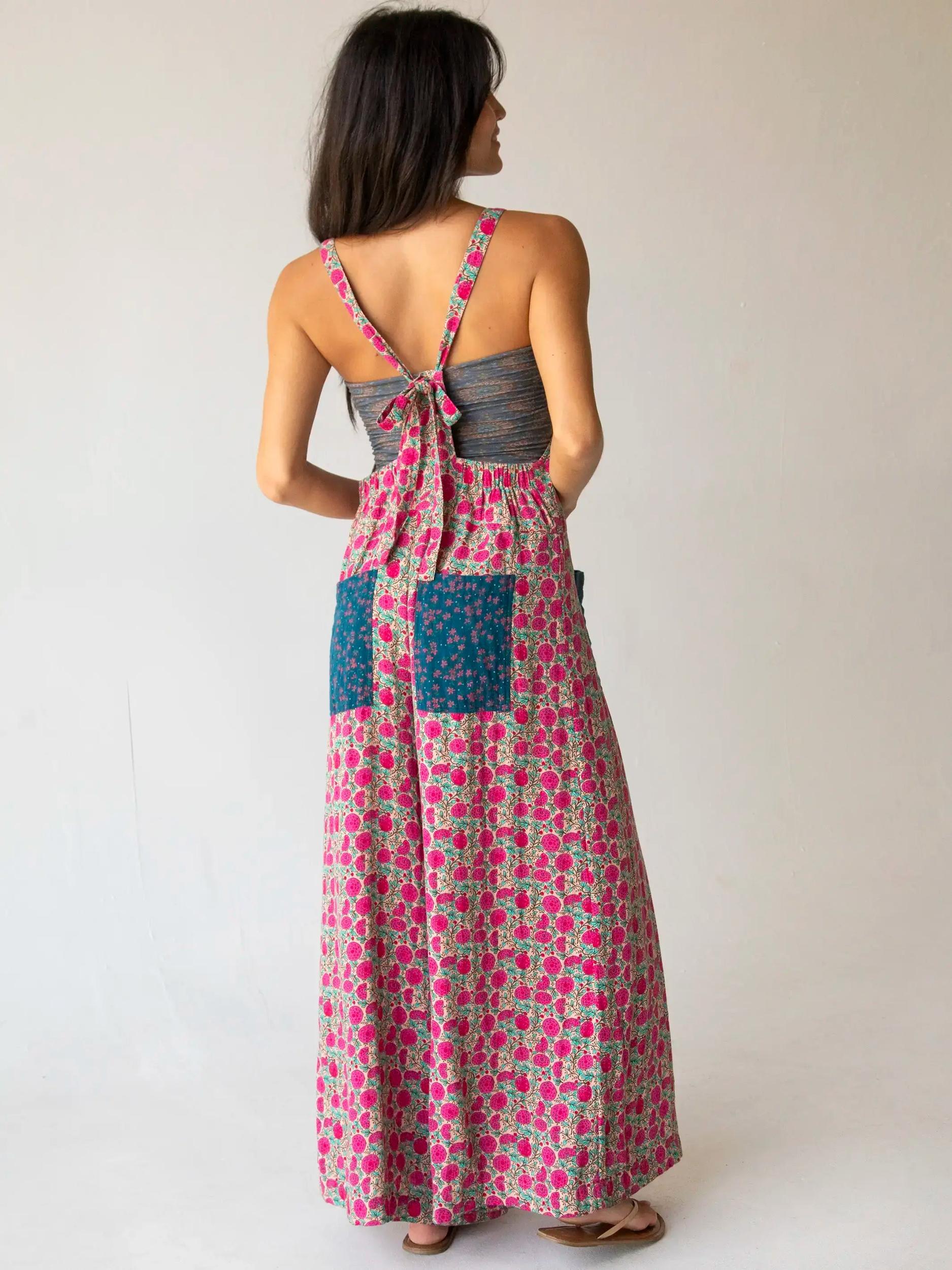 Dakota Tie Overall - Pink Puff Floral Cotton Product Image