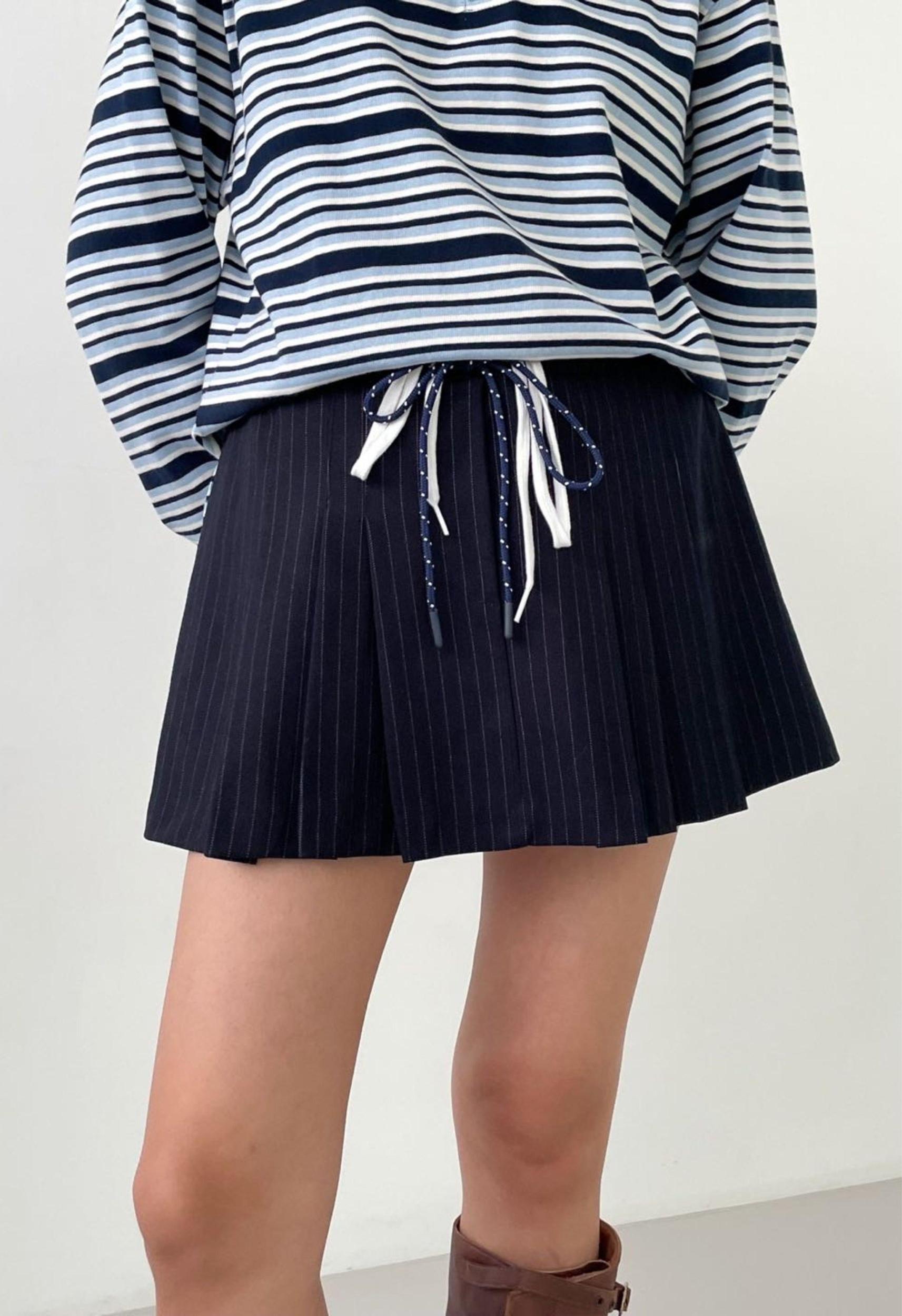 Stevie Striped Collared Long Sleeve Blue Product Image