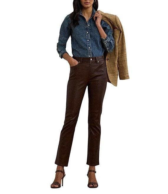 Lauren Ralph Lauren Petite Size Jamelko Point Collar Long Sleeve Classic Fit Denim Shirt Product Image