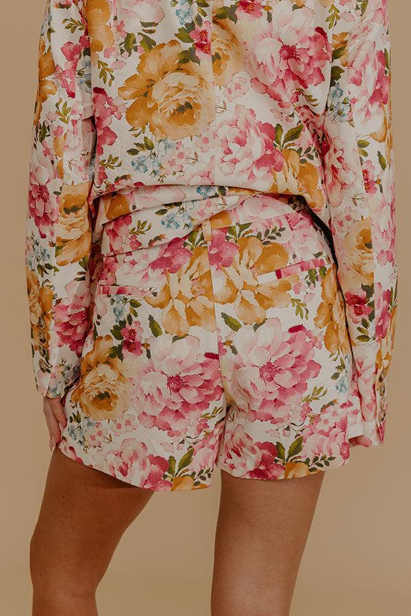 Paris En Fleurs High Waist Floral Linen Blend Shorts Product Image