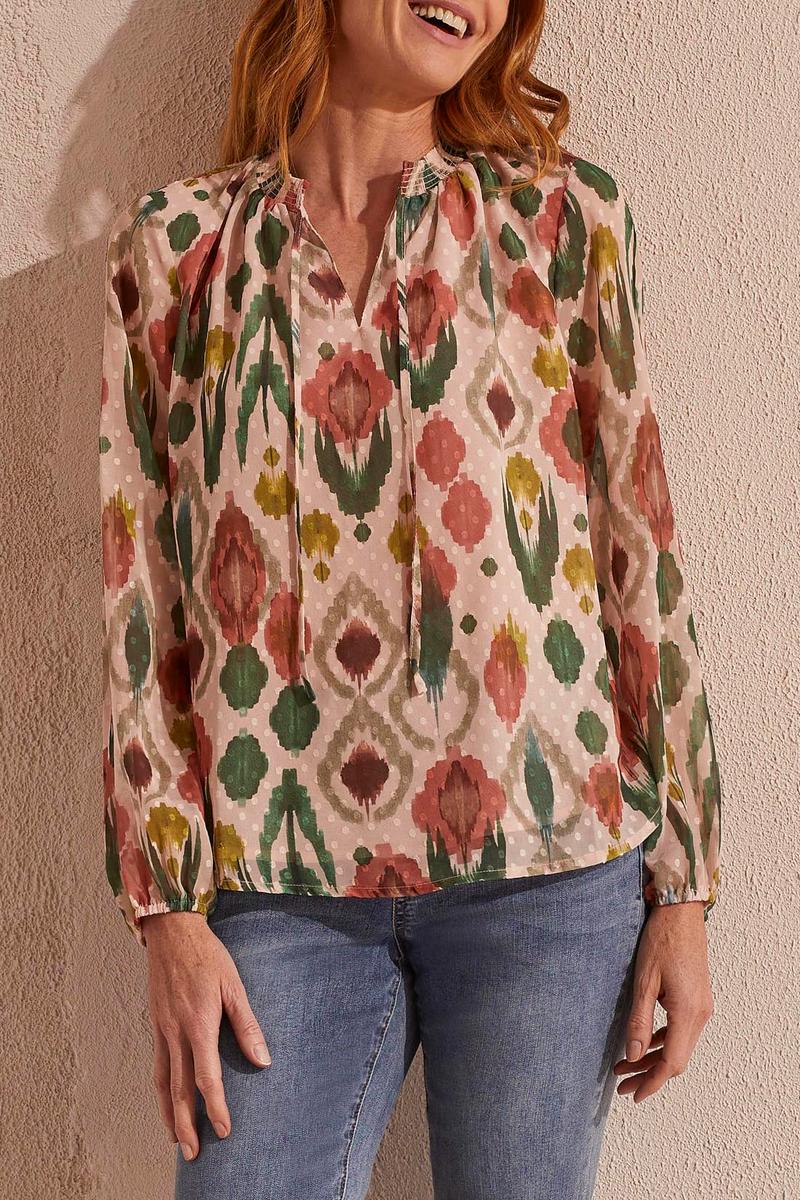 Flowy Swiss Dot Chiffon Blouse Product Image