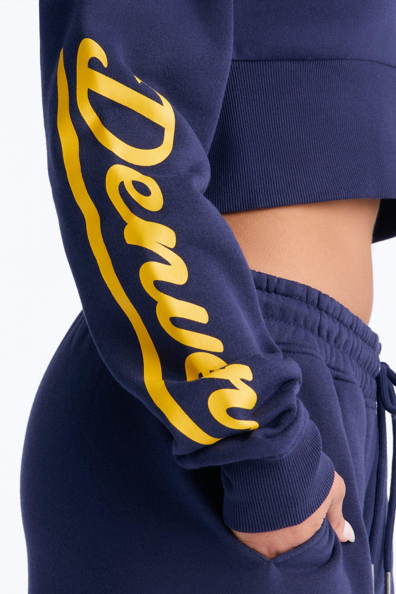 NBA Denver Nuggets Cropped Fleece Full Zip Hoodie - Navy Female Product Image