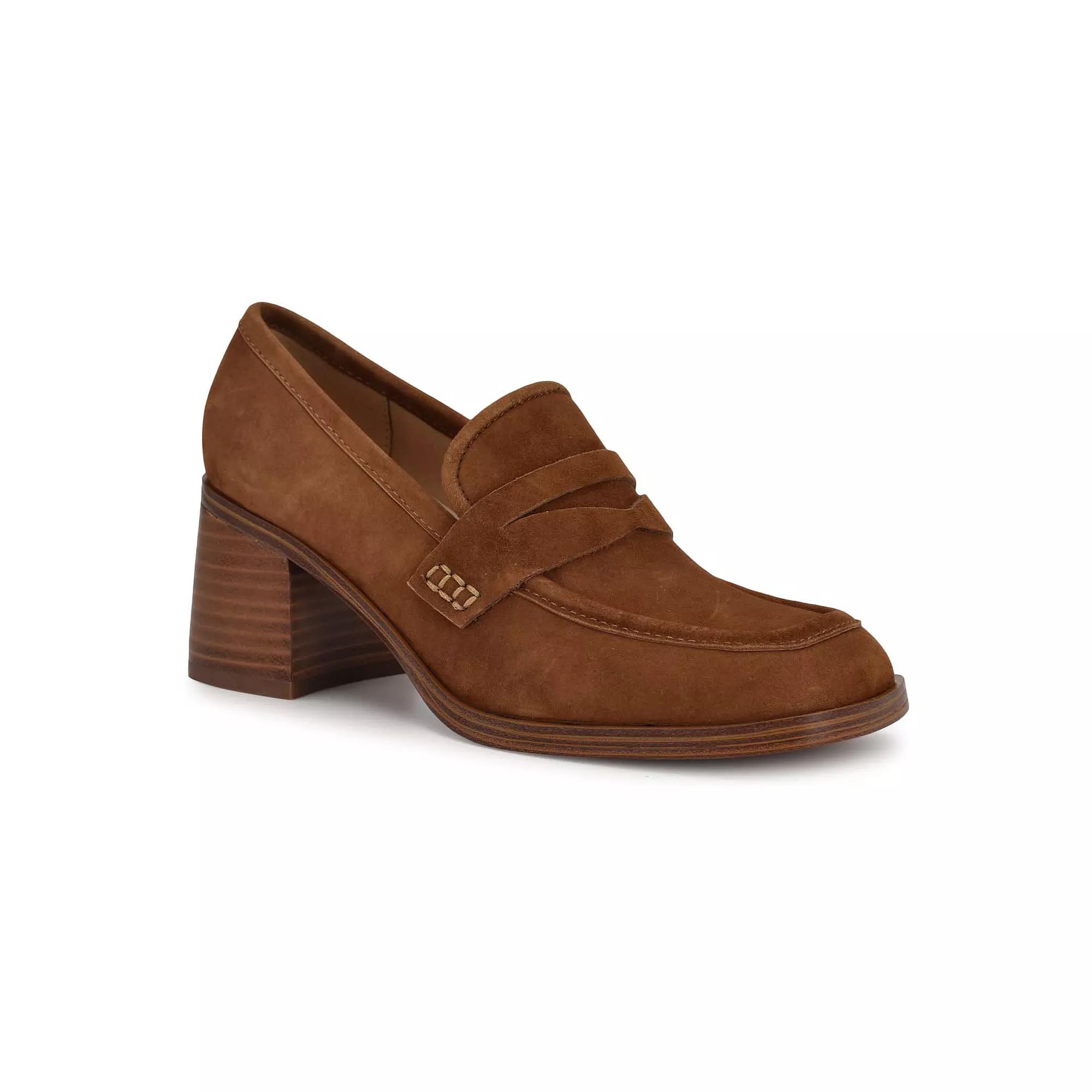 Nine West Avalia Women's Square Toe Block Heel Loafers, Size: 8.5, Red Suede Product Image