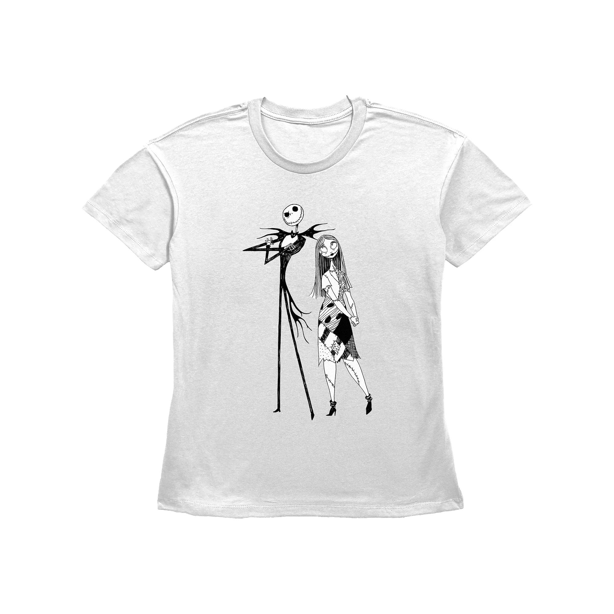 Disney's The Nightmare Before Christmas Juniors' Jack And Sally Graphic Tee, Women's,  Product Image