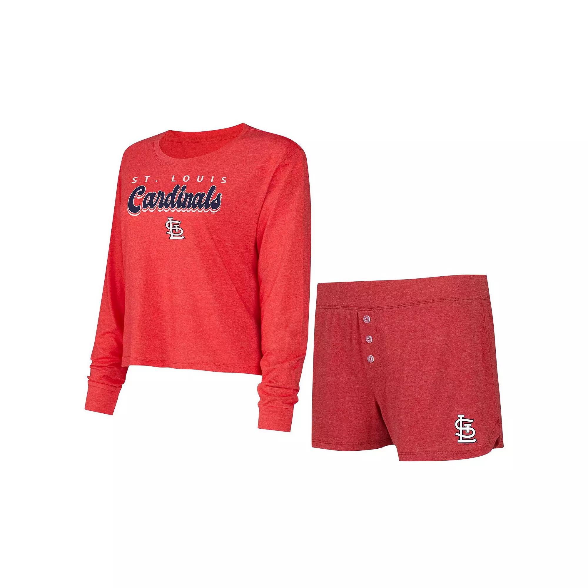 Women's Concepts Sport  Red St. Louis Cardinals Meter Knit Long Sleeve T-Shirt & Shorts Set, Size: Large Product Image
