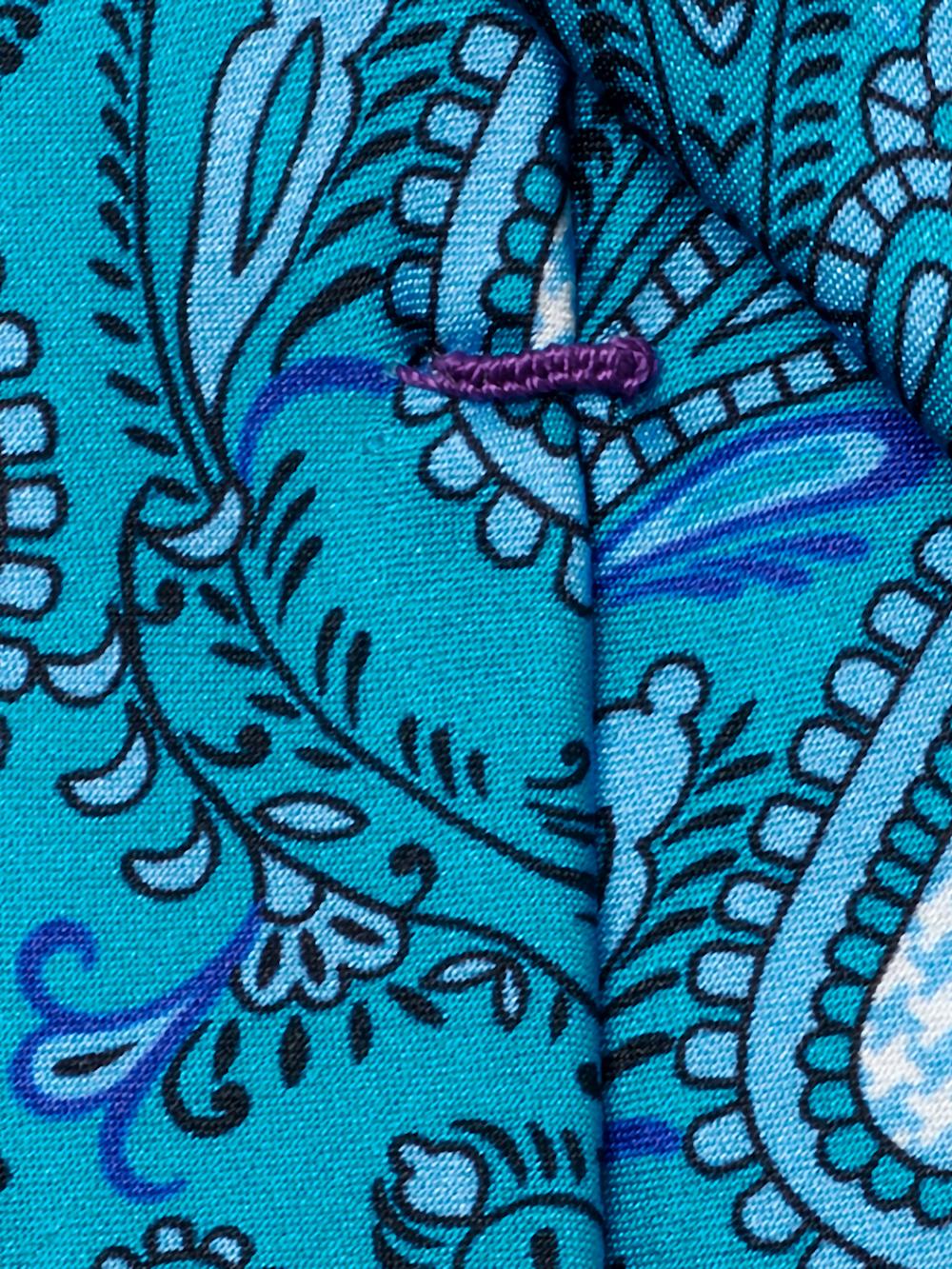Paisley Printed Italian Silk Tie - Teal Product Image