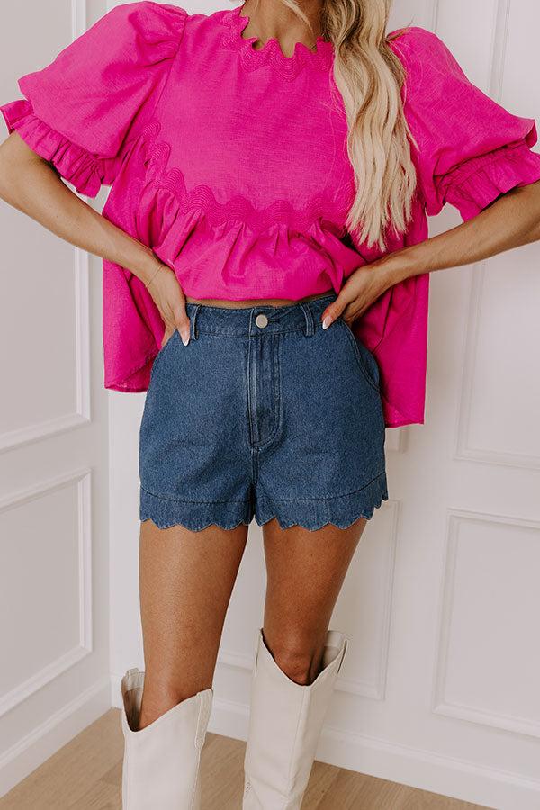 The Gracie High Waist Denim Shorts in Dark Wash Product Image