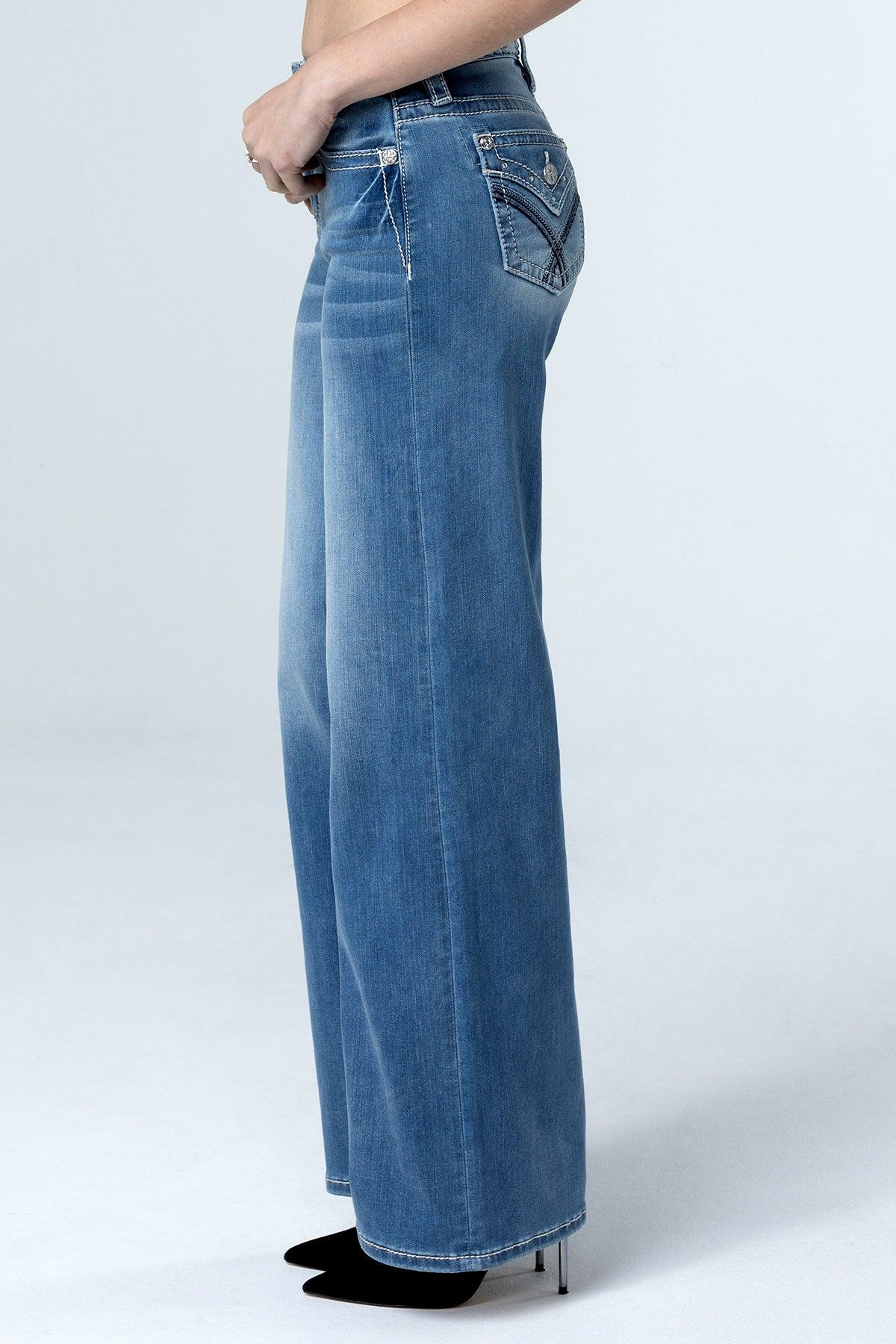 Braided Waist Wide Leg Jeans Product Image