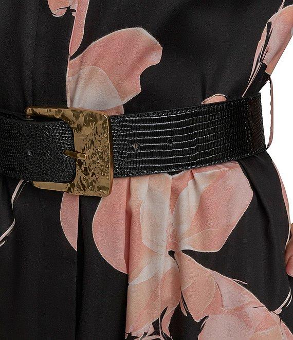 Donna Karan Floral Cap Sleeve Belted Midi Shirt Dress Product Image