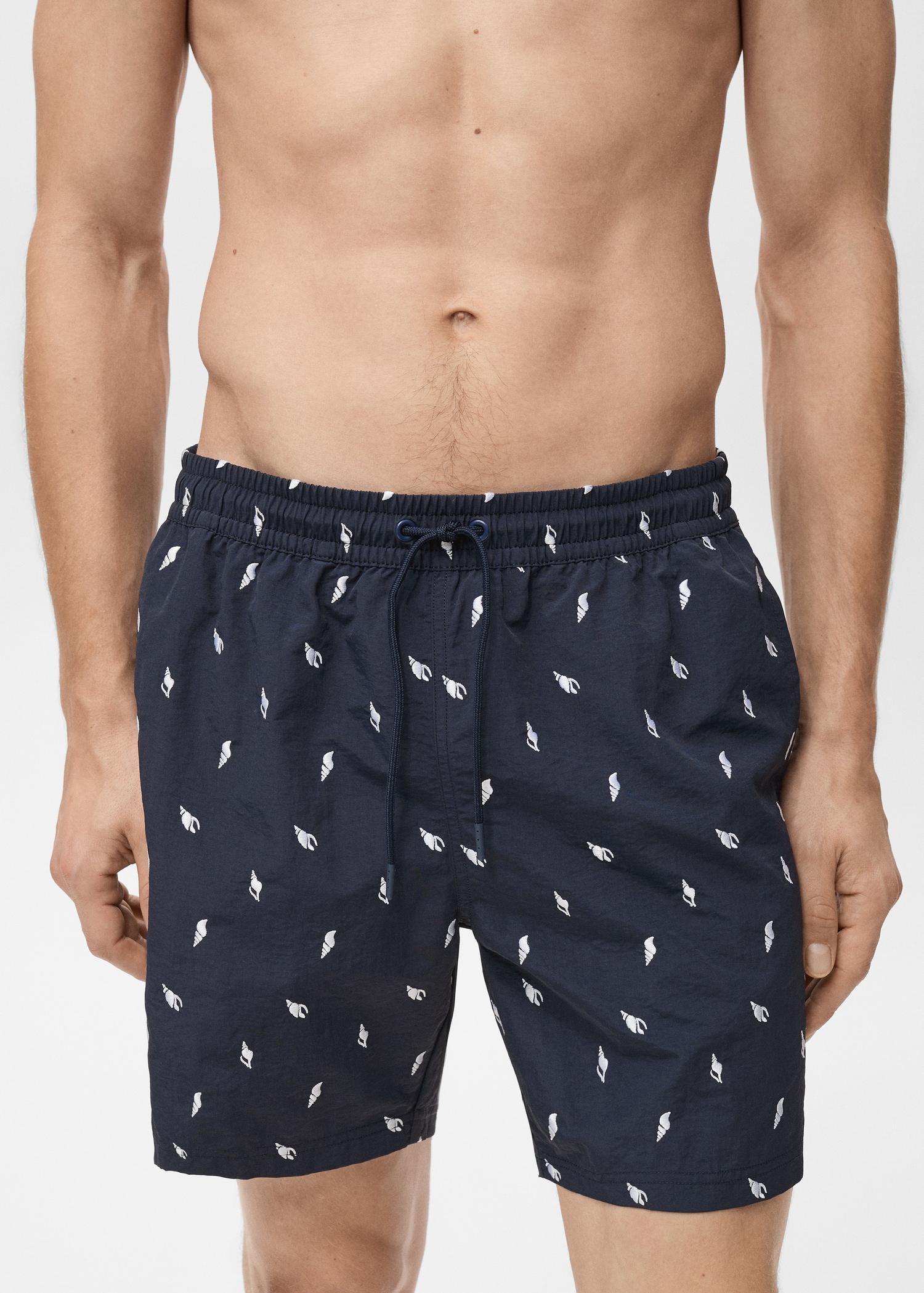Seashell print swimsuit - Men | MANGO USA Product Image