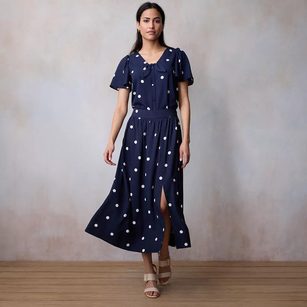 Women's LC Lauren Conrad Tie Front Flutter Sleeve Woven Top,  Product Image