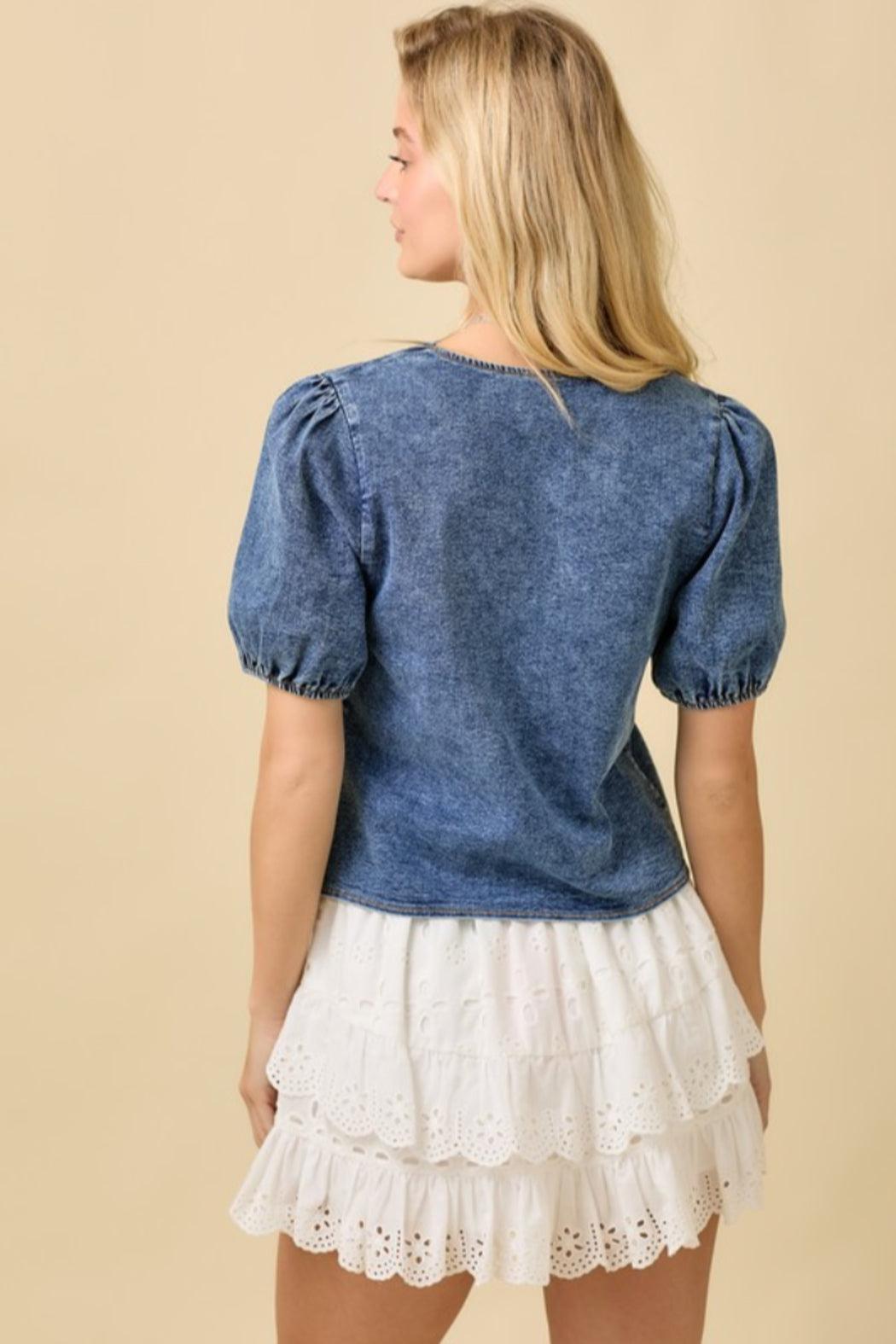 Tie Front Denim Cardigan Product Image