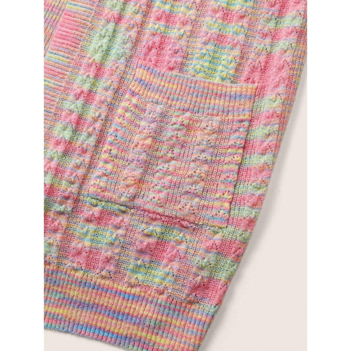 Plus Size Ombre Heather Texture Cable Knit Pocket Cardigan Multicolor Women Casual Long Sleeve Everyday Cardigans BloomChic 18-20/2X Product Image