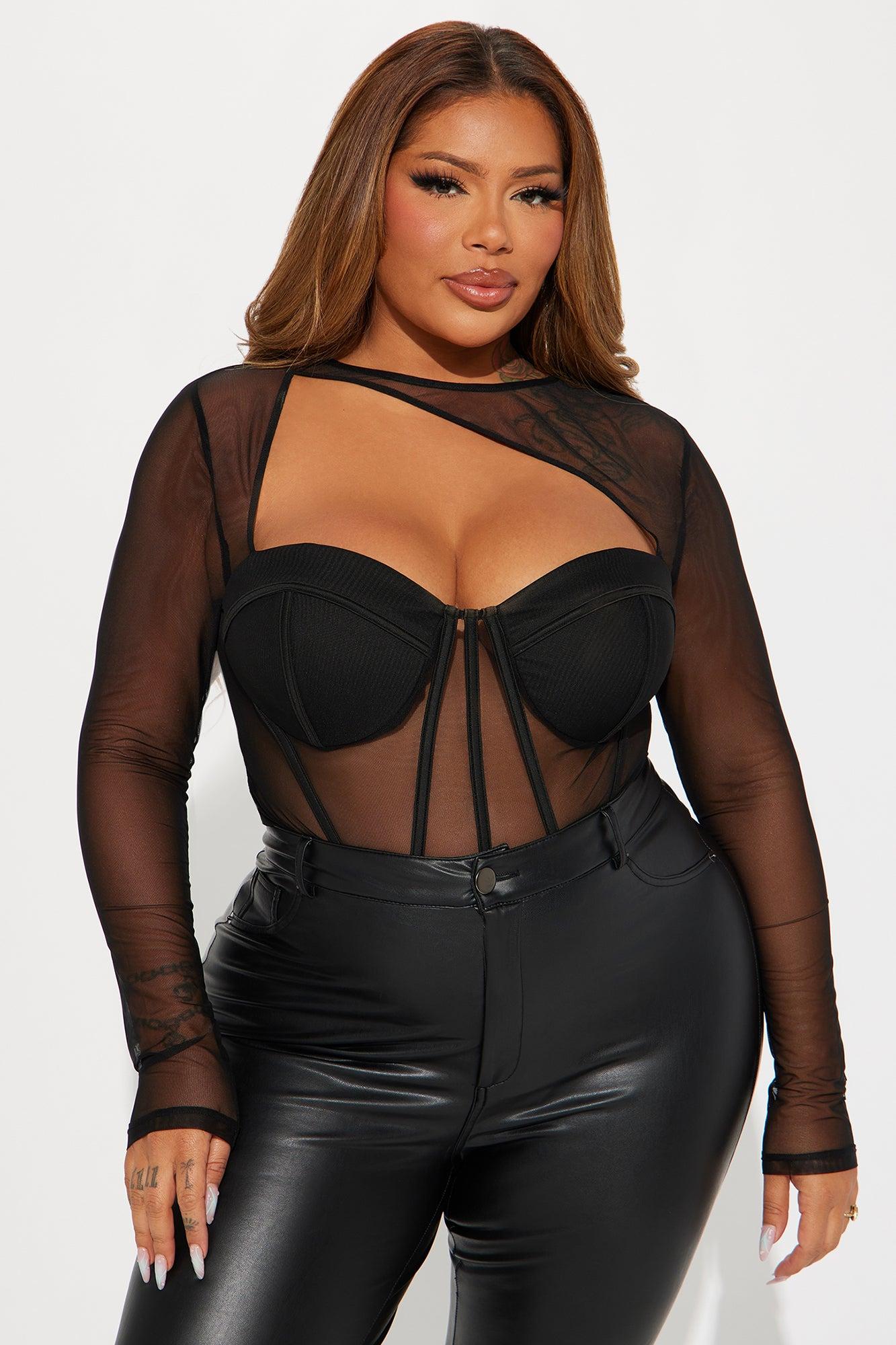 Madeline Mesh Corset Top - Black Product Image