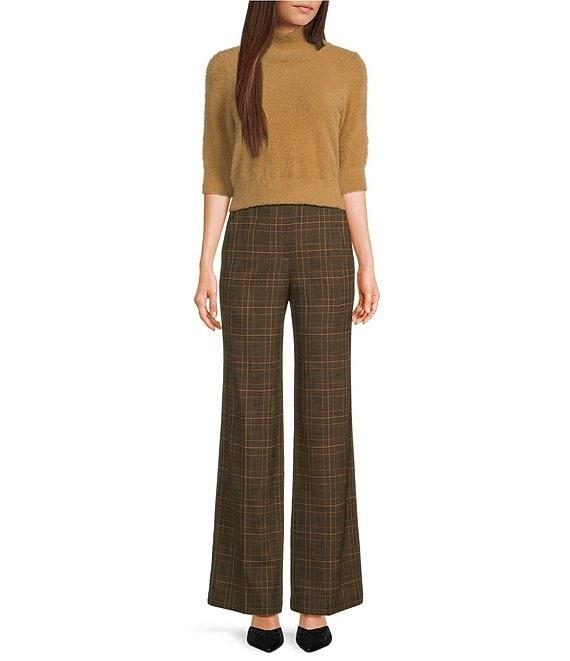 Trina Turk Mali Fuzzy Knit Mock Neck 3/4 Sleeve Sweater Product Image