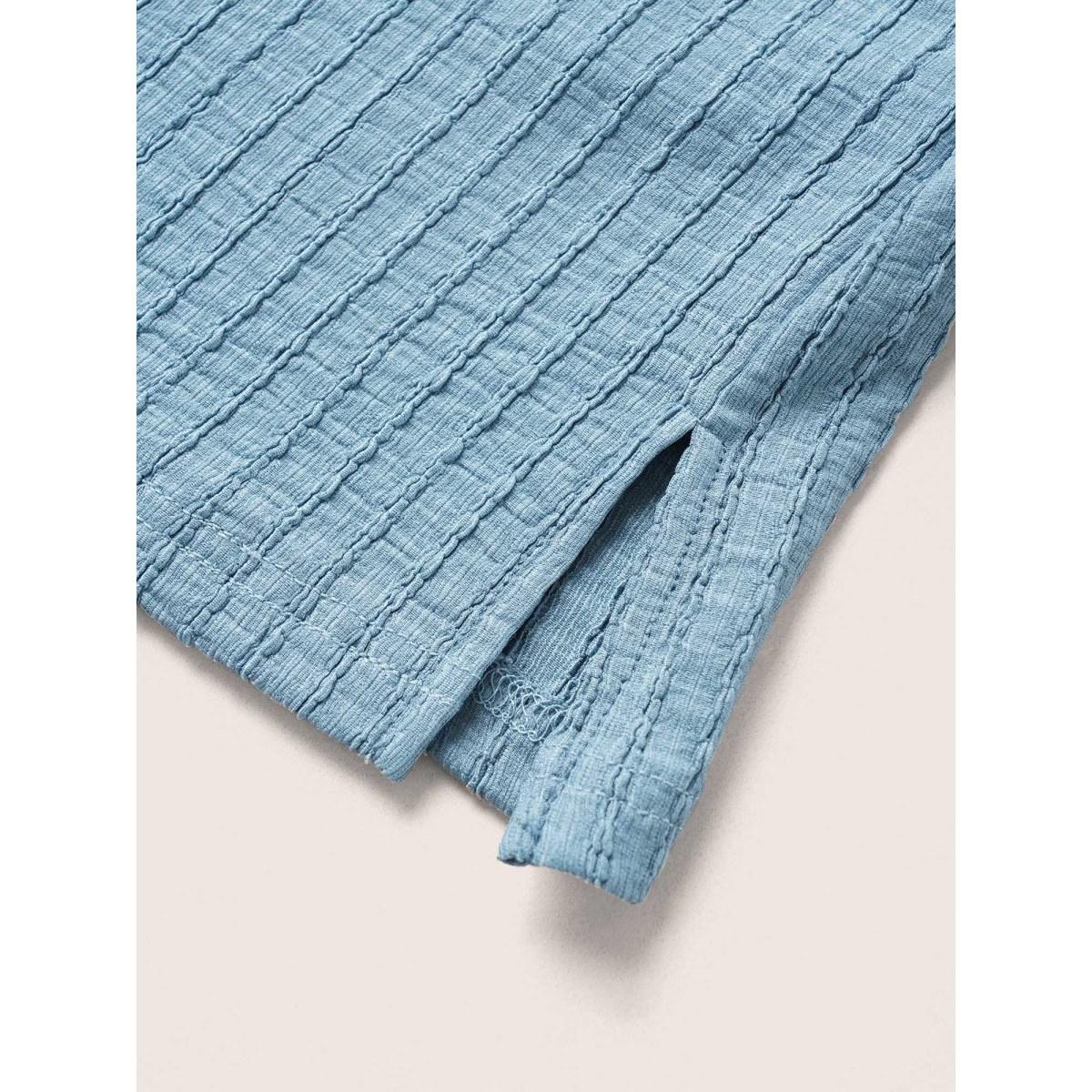 Plus Size Plain Textured Patched Pocket Tab Sleeve T-shirt Stone Women Casual Non Plain Round Neck Everyday T-shirts BloomChic 22-24/3X Product Image