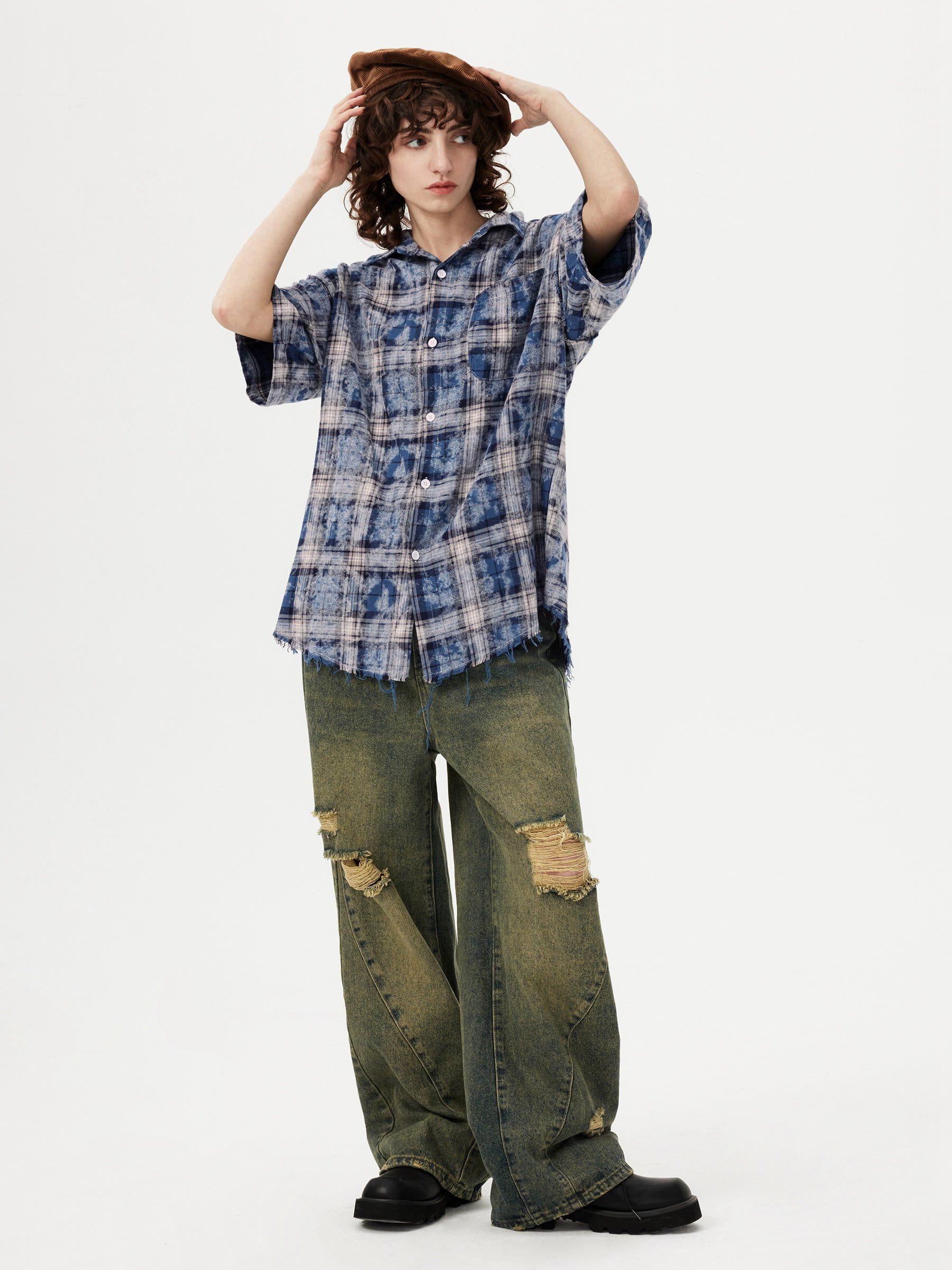 Aelfric Eden Tie Dye Plaid Shirt Product Image